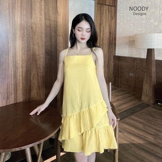 [Giảm 15% ấn theo dõi shop] Váy 2 dây dáng đầm suông phối bèo gấu Noody
