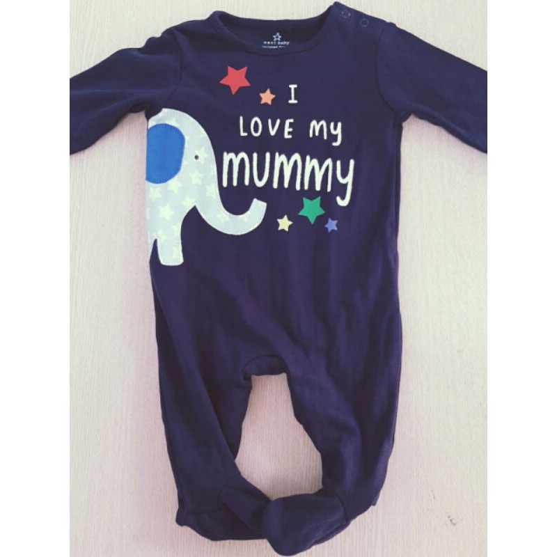 BODY SLEEP SUIT NEXT Newborn 1M love mommy cotton hàng xuất xịn cho bé trai bé gái
