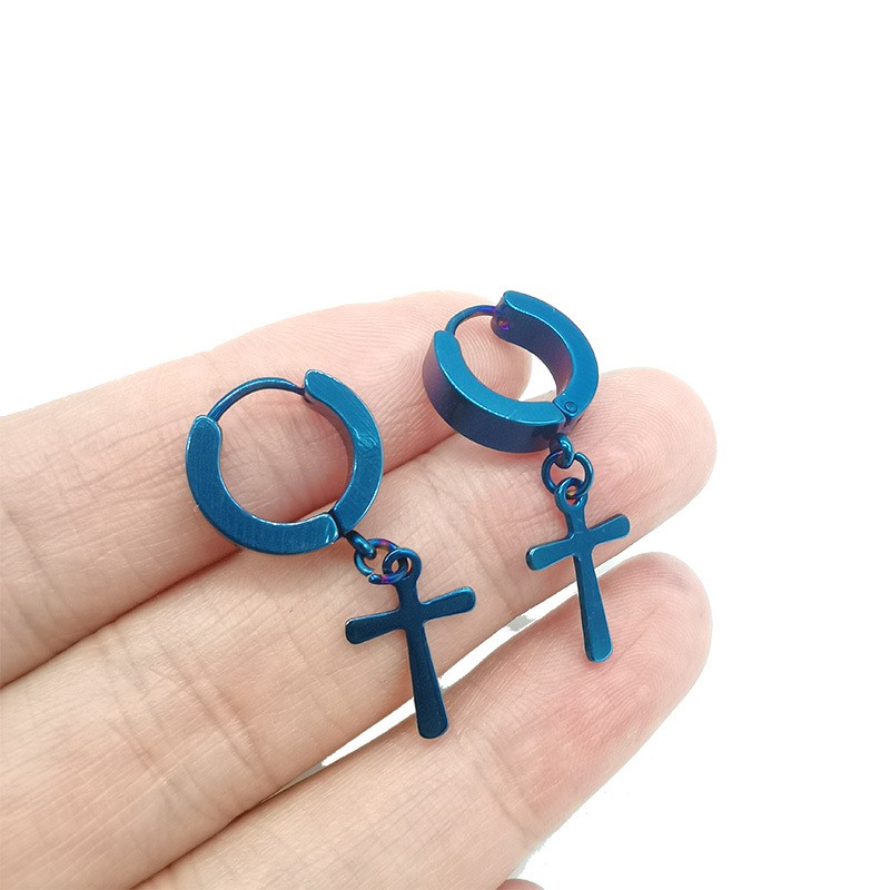 Khuyên Tai Unisex Cá Tính Kiểu Kẹp hình chữ thập Bấm Lỗ Tai (1 chiếc)