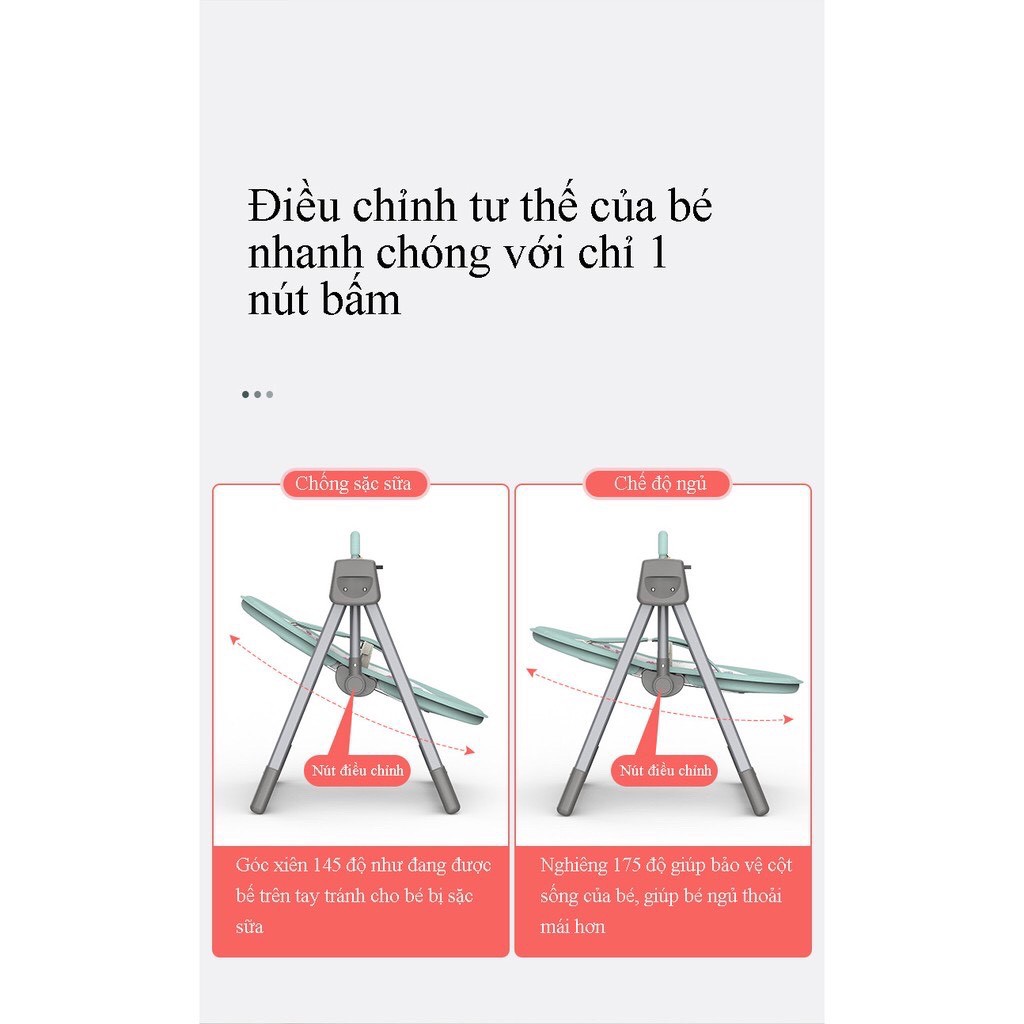 [GẤP GỌN] Nôi điện cho bé có chế độ hẹn giờ, rung 5 cấp độ có nhạc kết nối từ xa bằng remote TẶNG màn chụp và túi bảo vệ