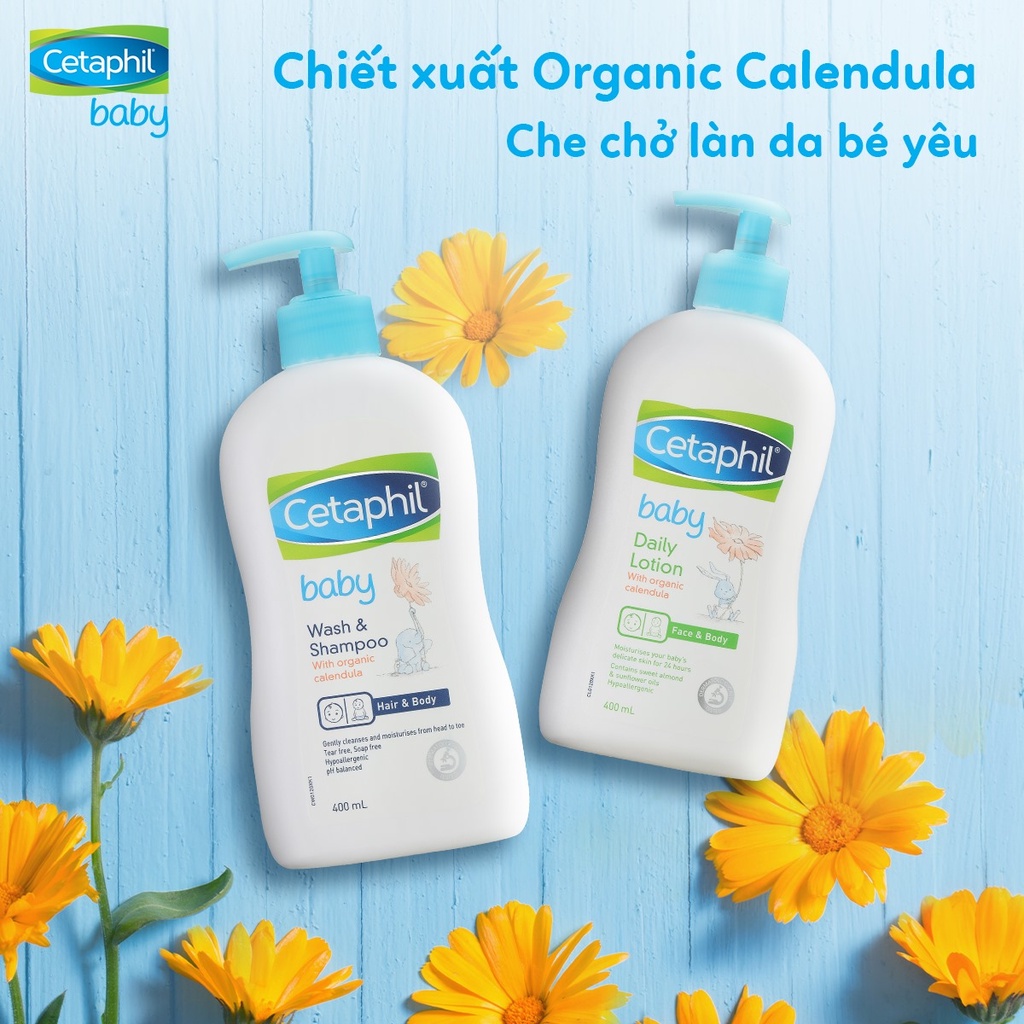 Sữa Tắm Gội Dịu Nhẹ Cho Bé Cetaphil Baby Gentle Wash &amp; Shampoo 400ml Chính Hãng, Sử Dụng Cho Trẻ Từ Sơ Sinh Mozio Store