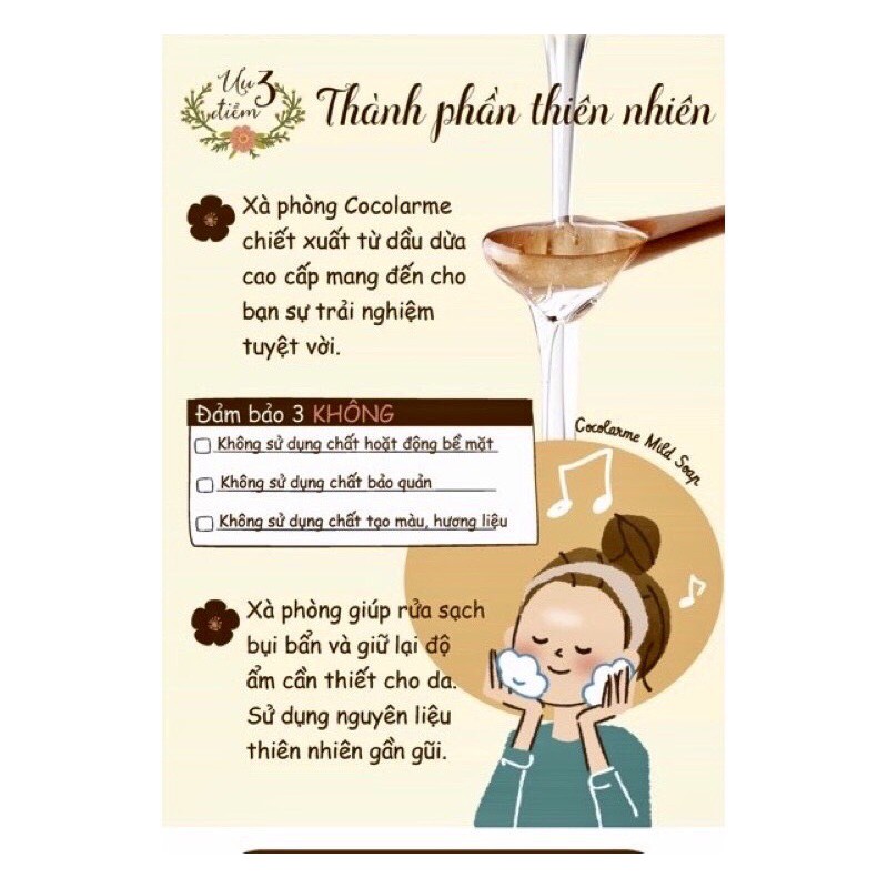 [Tặng Quà và Túi Lưới] CocoLarme Mild Soap - XÀ PHÒNG RỬA MẶT LOẠI BỎ MỤN CÁM-MỤN ĐẦU ĐEN, SE KHÍT LỖ CHÂN LÔNG | BigBuy360 - bigbuy360.vn