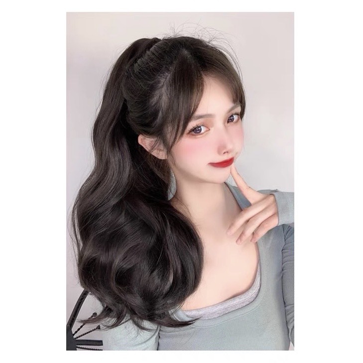 Tóc giả nữ giá rẻ ❤️FREESHIP❤️ tóc giả ngoặm dài xoăn dợn chất sợ tơ
