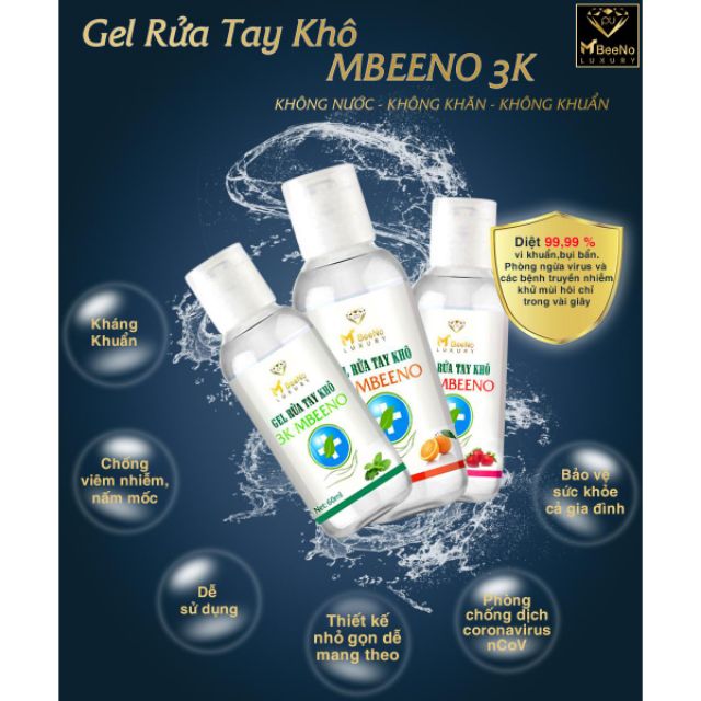 Gel khô rửa tay Mbeeno 60ml