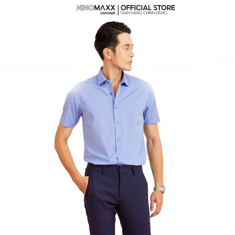 N&amp;M CLUB Áo Sơ Mi Nam Tay ngắn họa tiết chấm bi chất liệu Bamboo cotton 2105045