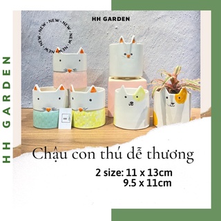 Chậu con thú dễ thương, size 1111cm, chậu trồng cây để bàn sen đá xương rồng