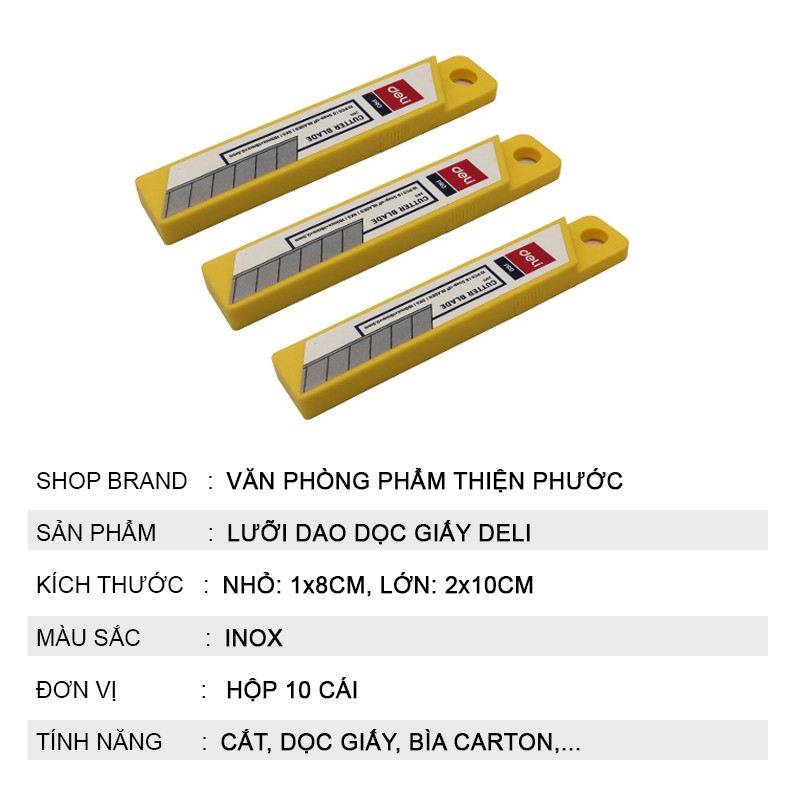 Lưỡi dao dọc giấy Deli lớn  cắt gọt sắc bén THIỆN PHƯỚC