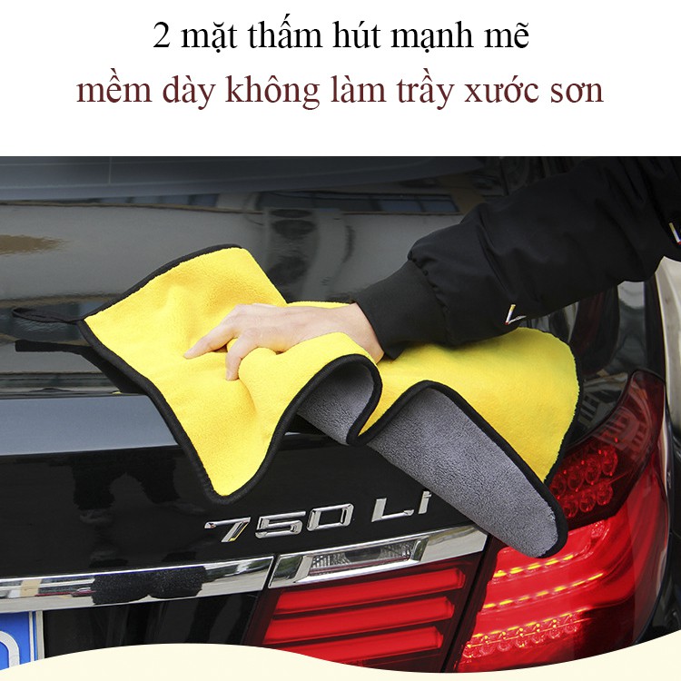 Khăn lau xe, lau vật dụng SIÊU MỀM siêu Hút lông mềm 3 mmm.  2 mặt 30*30cm