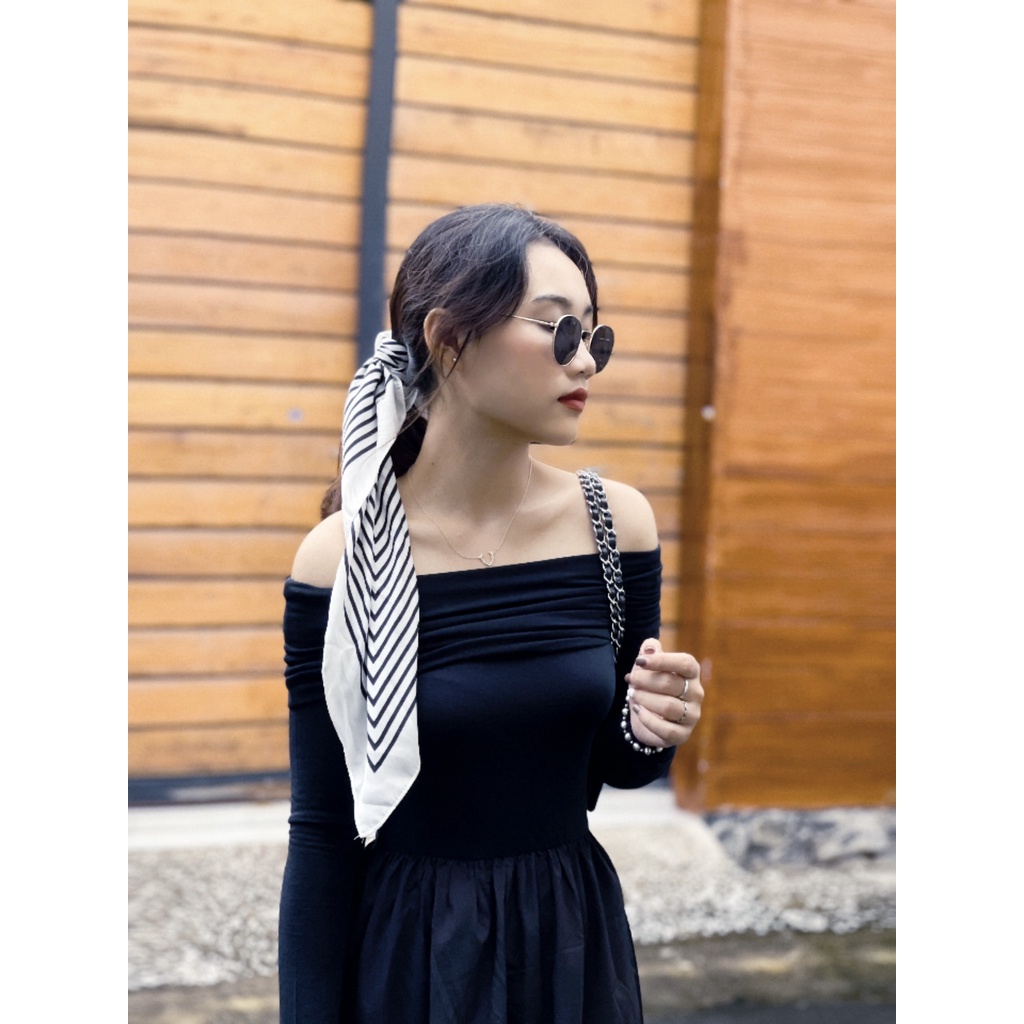 (HÀNG SẴN - HÌNH THẬT) Váy maxi tay dài màu đen cá tính - Đầm hottrend thân trên thun co giãn hack dáng