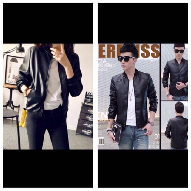 Áo khoác giả da nam nữ ráp vai_ ảnh thật | BigBuy360 - bigbuy360.vn