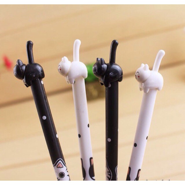 Bút viết mực nước mèo đen trắng, có 4 màu mực đen, đỏ, xanh, tím Sakura Shop