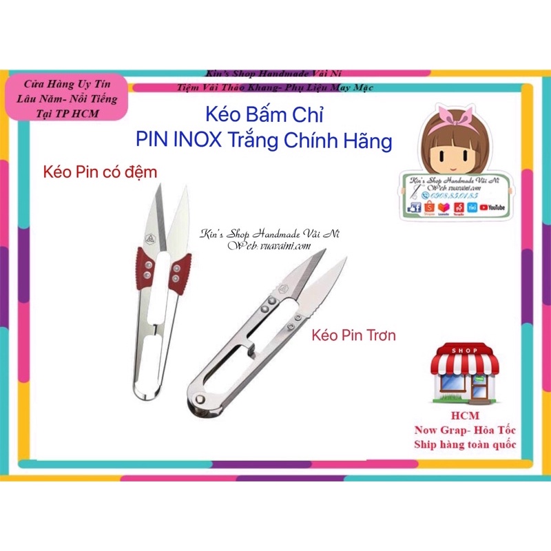 Các Loại Kéo Bấm Chỉ Cắt Chỉ PIN Inox Trắng- Đen-Đỏ Hàng Xịn Không Rỉ Dùng Bền- Kéo Bấm Chỉ Có Nắp Đậy Tiện Lợi An Toàn