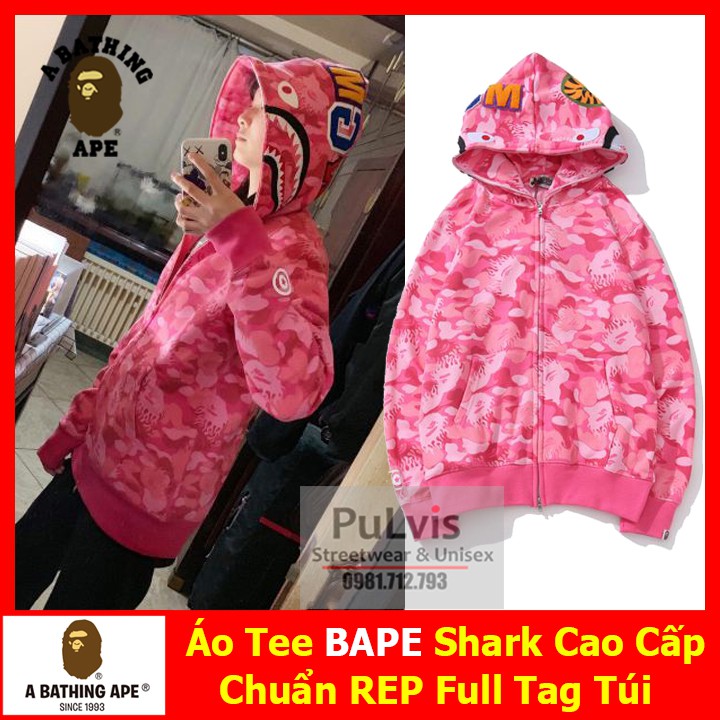 ⚡️[CHỈ 1 NGÀY] - Áo jacket Bape Pink Shark, áo khoác bape shark, hoodie jacket bape