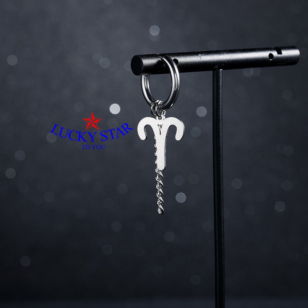 Bông tai cung hoàng đạo phong cách thời trang hip hop nam nữ cá tính không đen