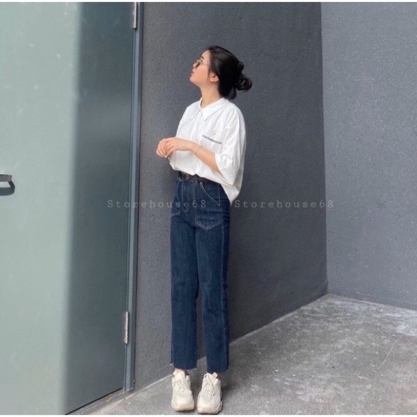 Quần jeans cạp cao ống đứng - mã 3529 hàng QC