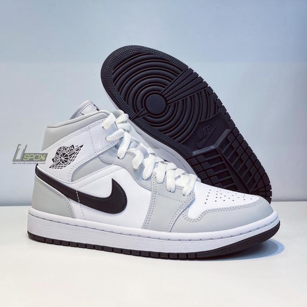 [Ảnh thật] [Chính hãng] Giày Nike Wmns Air Jordan 1 Mid 'Light Smoke Grey' BQ6472-015
