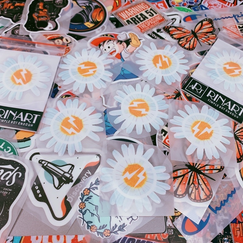 Decal Logo Sticker Patch in áo ủi trực tiếp lên vải hình hoa cúc Minusone