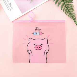 Túi zip hình heo hồng