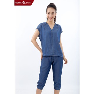 Áo sơ mi Jeans cộc tay Nữ DA324J401 GENVIET