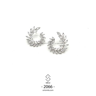 Smile - khuyên tai đá nguyệt quế pha lê hàng cao cấp bạc 925 - p2066
