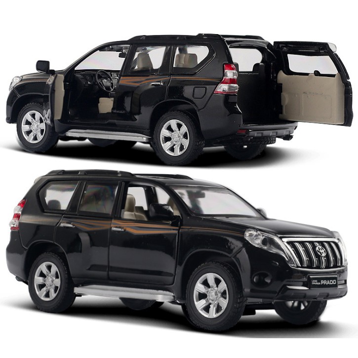 Mô hình xe ô tô Toyota Land Cruiser Prado bằng sắt mở full cửa có âm thanh và đèn xe chạy cót