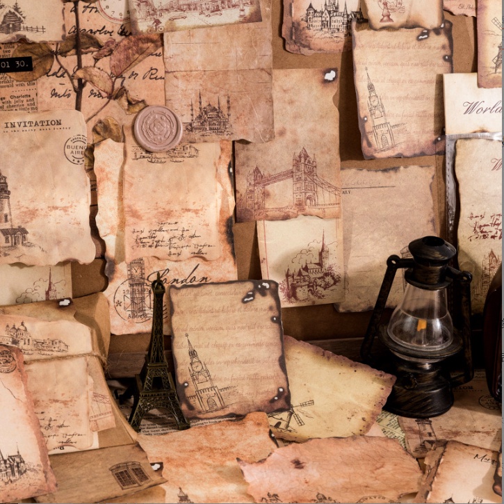 Bộ 30 tấm giấy note giấy ghi chú collage phong cách retro và vintage