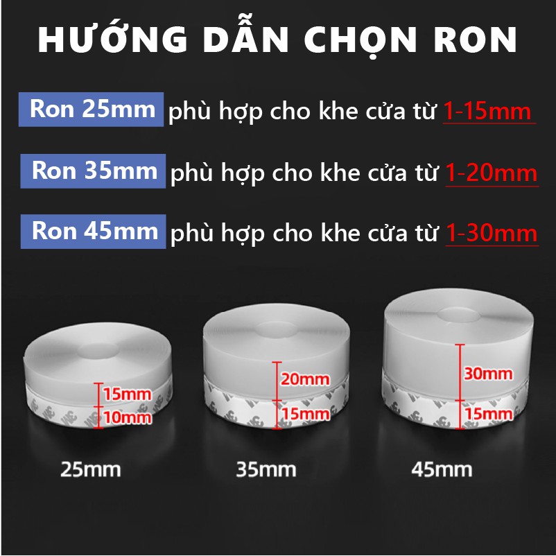 Ron Cao Su Dán Chân Cửa Chống Côn Trùng Giữ Nhiệt Máy Lạnh Điều Hòa 25 35 45mm DOORJA