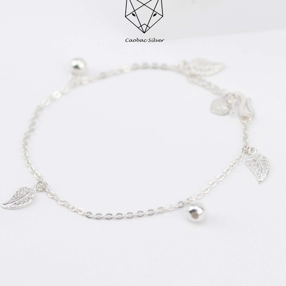 Vòng Tay, Lắc Chân Bạc S925 CaoBac Silver Họa Tiết Bi Lá Xen Kẽ Phong Cách Nhẹ Nhàng Cho Nữ