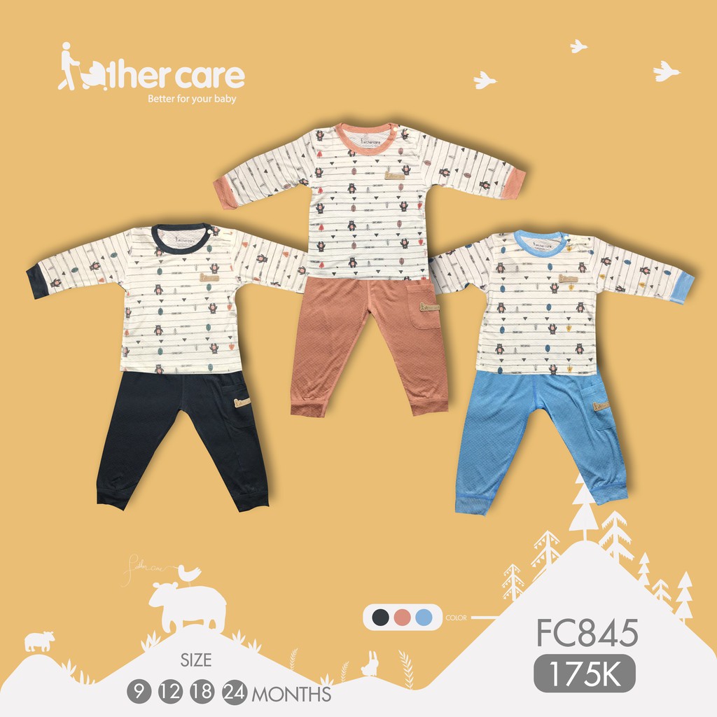 Bộ Quần áo FatherCare trẻ em Cài vai DT - Gấu (HT - Trơn) FC845
