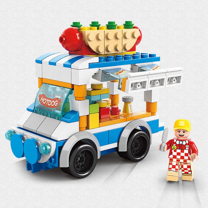 tương thích với các khối xây dựng Lego, chế độ xem đường phố, đồ ăn nhẹ lắp ráp chơi, trẻ em trai và gái
