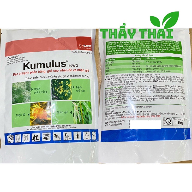 Kumulus 80WG [CHÍNH HÃNG] Đặc trị nấm bệnh, nhện đỏ, ghẻ sẹo, phấn trắng trên cây trồng - gói 1kg