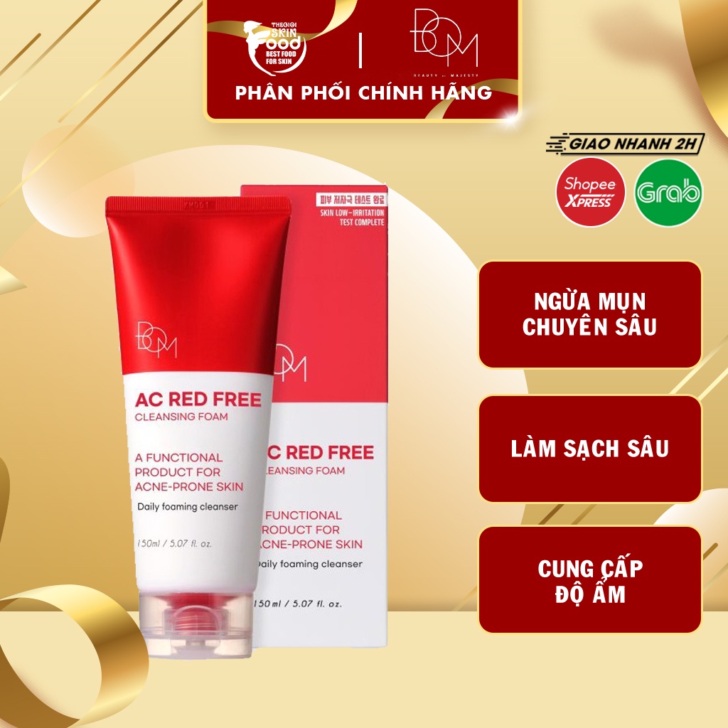 Sửa Rửa Mặt Tạo Bọt Ngừa Mụn B.O.M AC Red Free Cleansing Foam 150ml