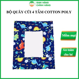 Bộ Quây Cũi Bốn Tấm Tránh Va Đập Vải Polycotton Cho Bé