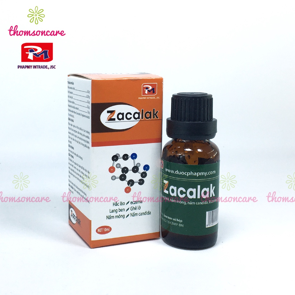 Kem bôi hắc lào, lang ben Zacalak hỗ trợ giảm nấm móng từ cồn povidone Iod và Miconazole lọ 10ml