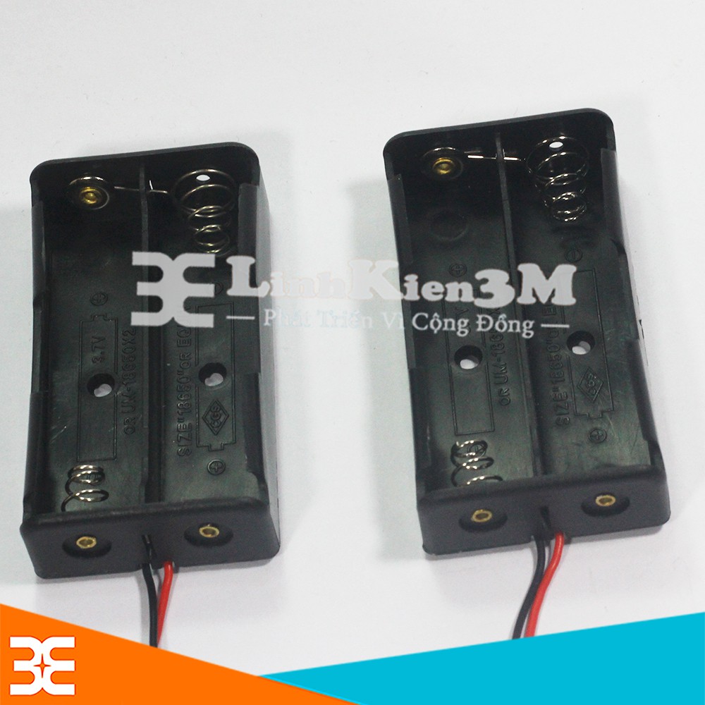 Bộ 2 Hộp Đế Đựng Pin 3,7V 18650 Nối Tiếp 2 Pin Chất Liệu Nhựa Cứng Cao Cấp