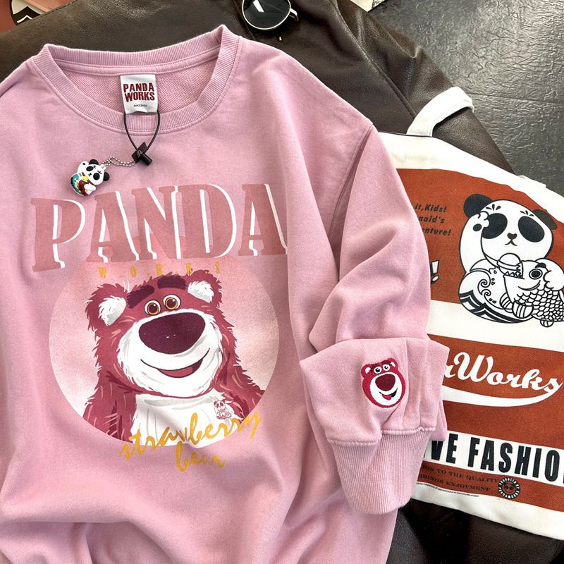 Áo Hoodie Dáng Rộng In Họa Tiết Dâu Tây / Gấu Thời Trang Thu Đông Hàn Quốc Cho Nữ