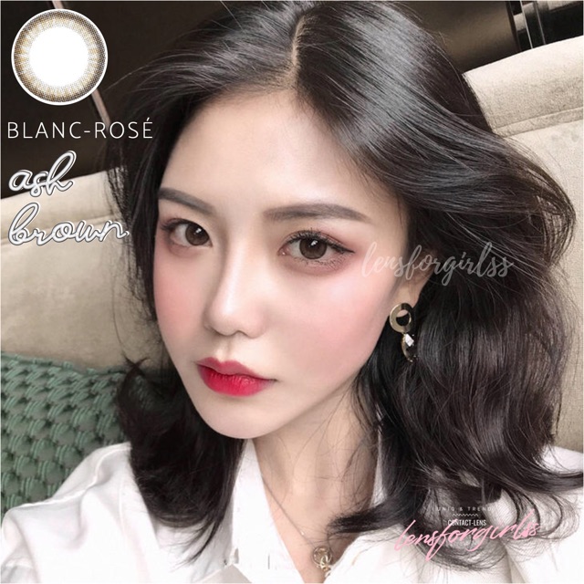 <lẻ 1 chiếc 1,5-3-6 độ-date 2/2022> Kính áp tròng cao cấp BLANC ROSE - ASH BROWN (PC Hydrogel-Hsd 6 tháng)