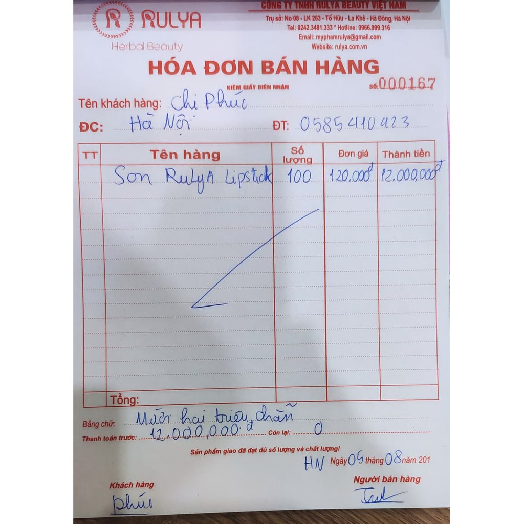 Son Kem RULYA LIPSTICKS Màu Đỏ Cam | Thế Giới Skin Care
