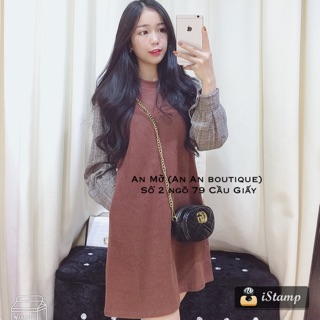 Váy xuông phối tay dạ
