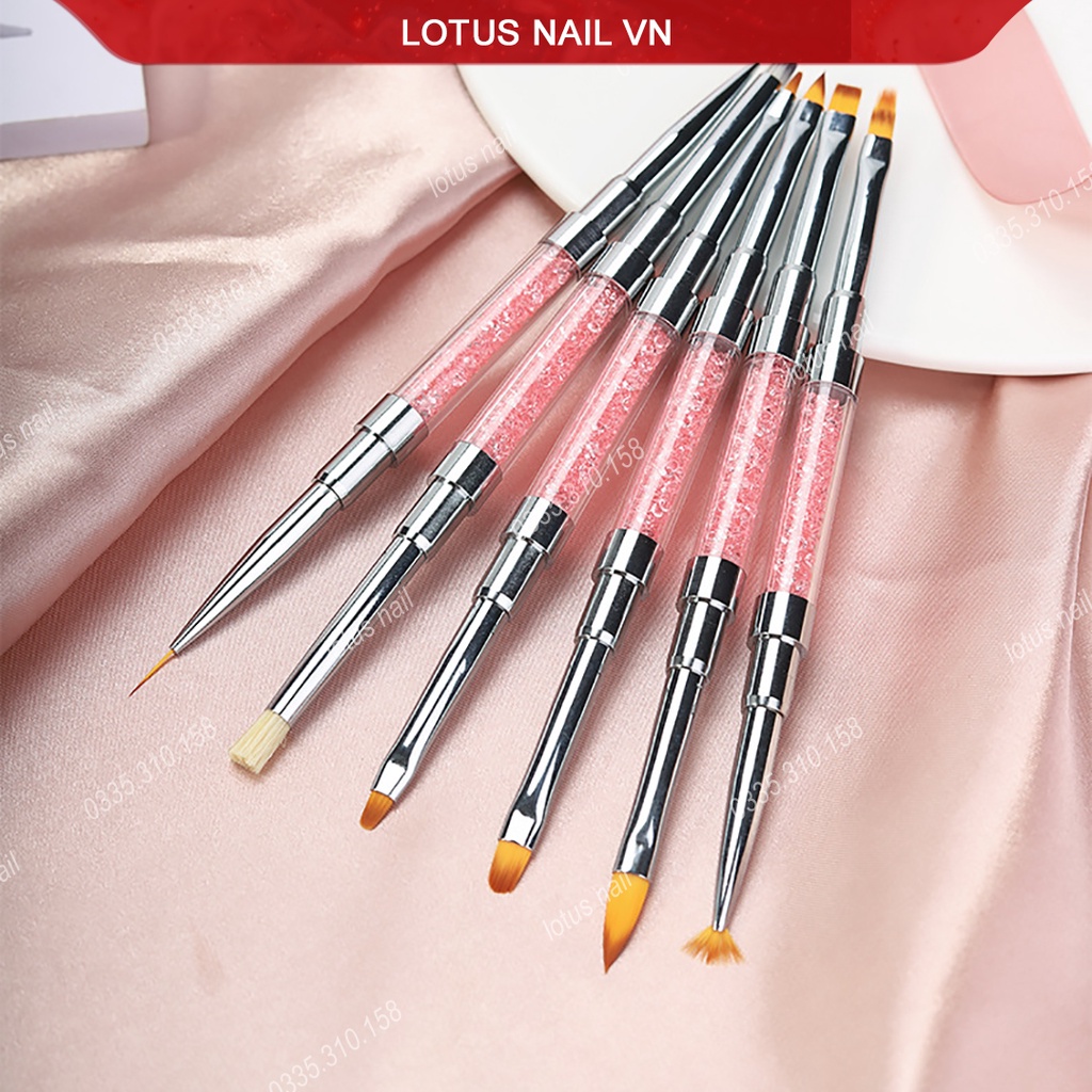 Cọ vẽ nail 2 đầu cán đá cao cấp tiện lợi lông chồn mềm mượt