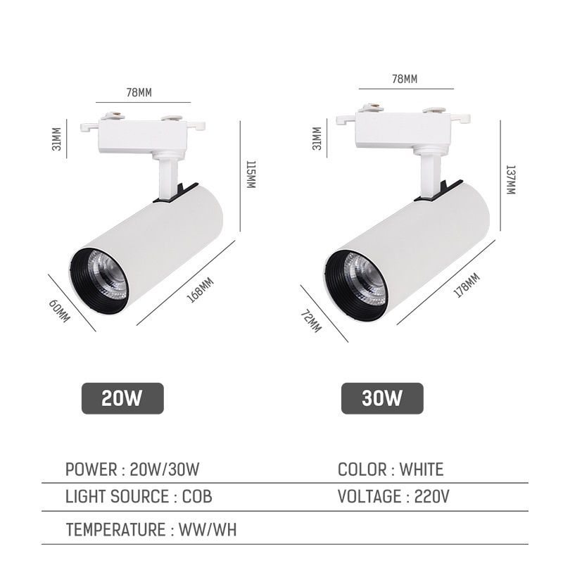 Đèn rọi ray COB LED 10w 20w 30w siêu sáng trang trí cửa hàng shop thời trang tường tranh