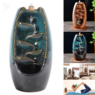 Ceramic Backflow Incense Holder Waterfall Incense Burners with 80 Backflow Incense Cones 30 Incense Stick
