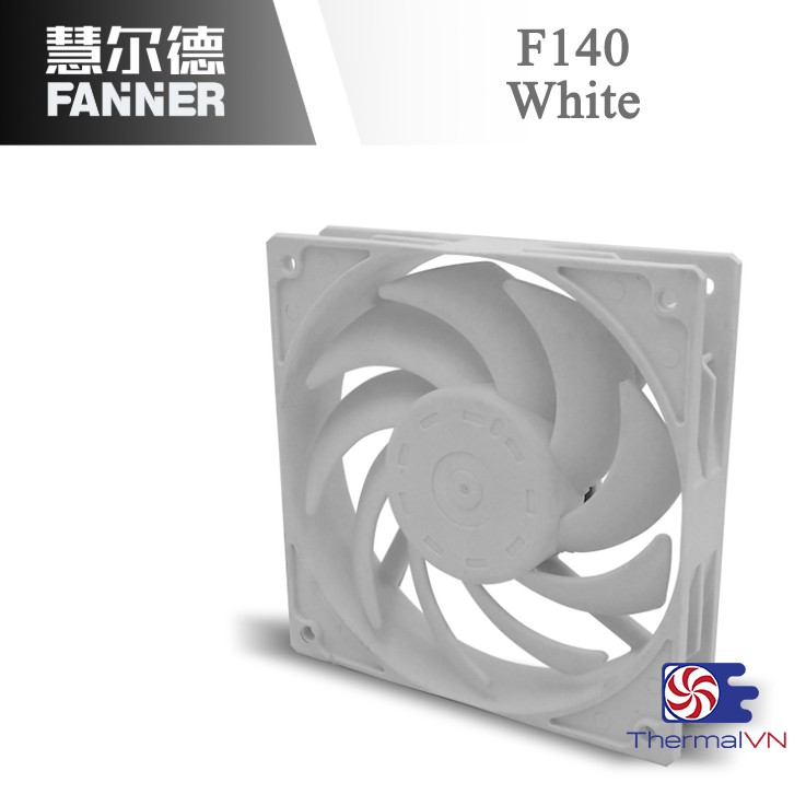 Quạt fan case 14cm Fanner F140 White - Thiết kế khung cứng cáp, sức gió lớn 108 CFM