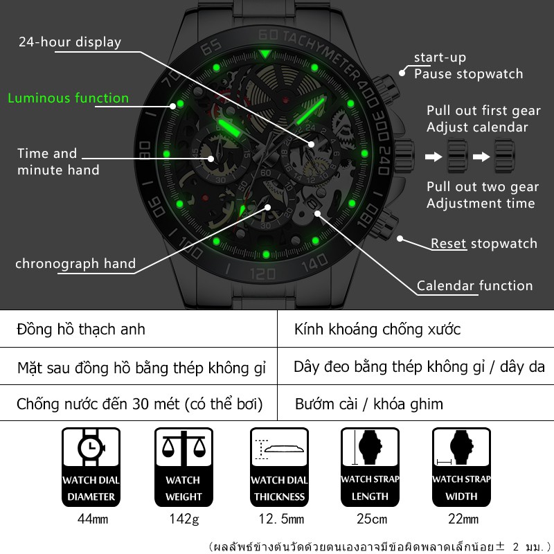 Đồng Hồ Đeo Tay WISHDOIT Máy Thạch Anh Chống Nước Dây Thép Không Gỉ Màu Đen Phong Cách Thể Thao Sang Trọng Cho Nam | BigBuy360 - bigbuy360.vn