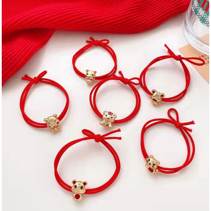 Lắc tay chỉ đỏ cầu may mắn công việc, học tập, tình duyên làm dây cột tóc hình hổ cute đẹp rẻ | BigBuy360 - bigbuy360.vn