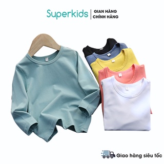 Áo thun dài tay trơn basic bé trai bé gái 8-18kg QATE716