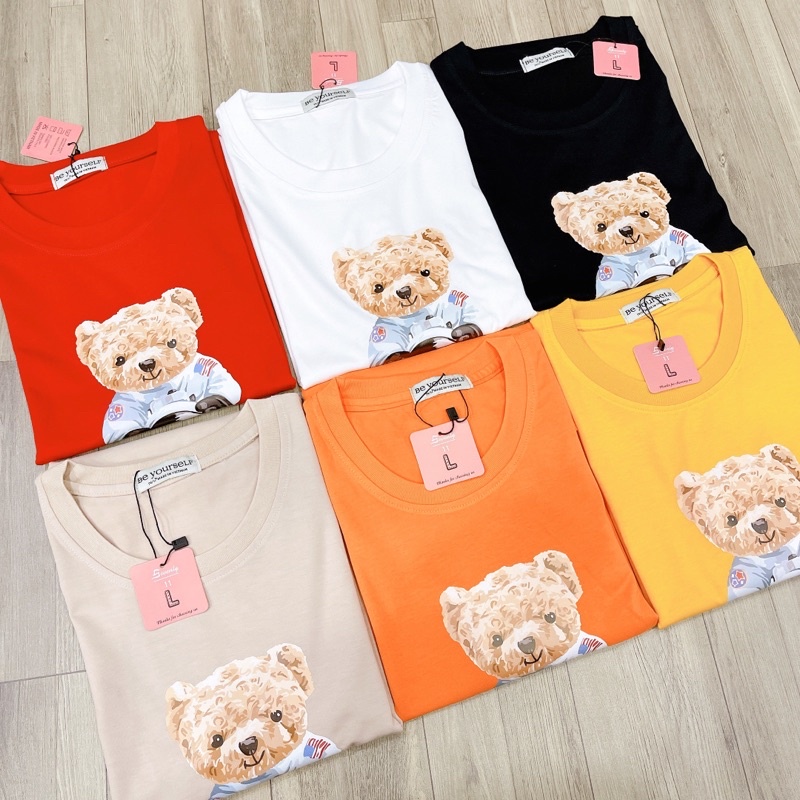 Áo Thun Tay Ngắn UNISEX in Decal IN DECAL GẤU MY SPACE - Hình chụp thật  - Số đo ở cuối
