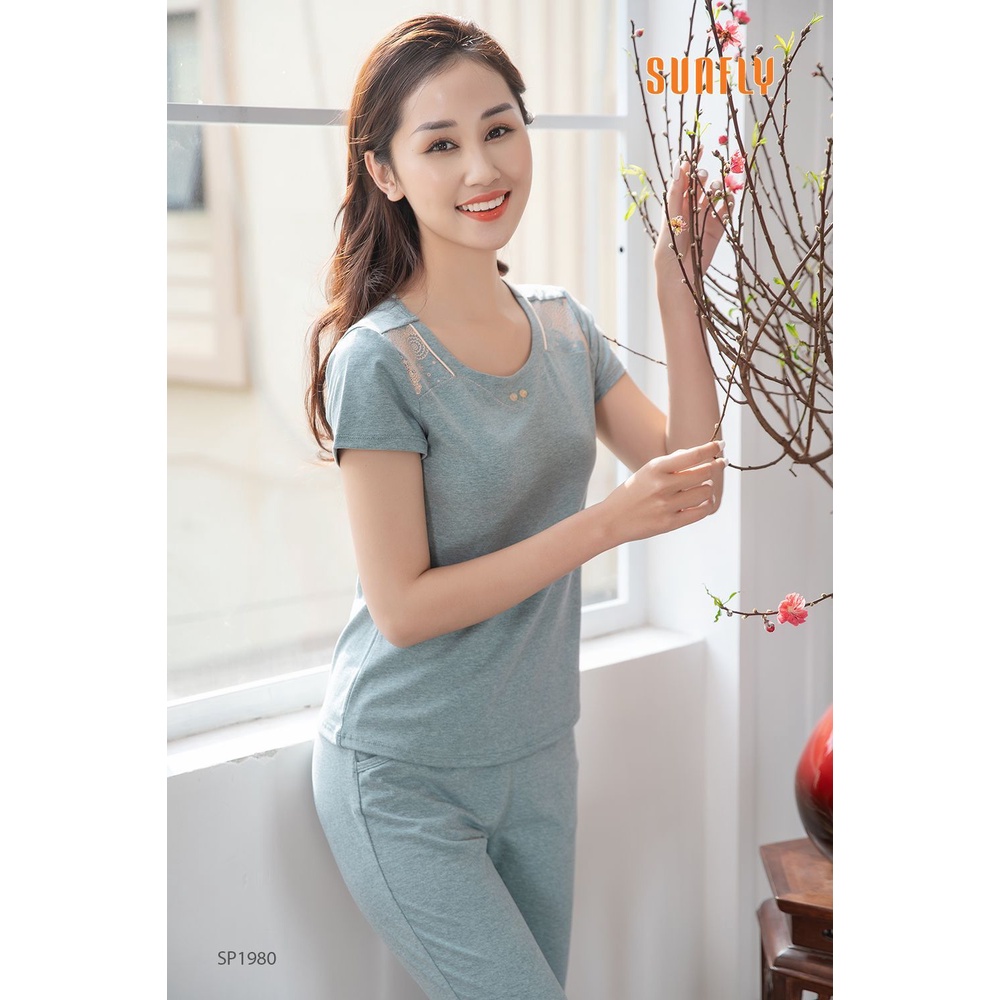 SP1980 ĐỒ BỘ MẶC NHÀ COTTON ÁO CỘC QUẦN DÀI