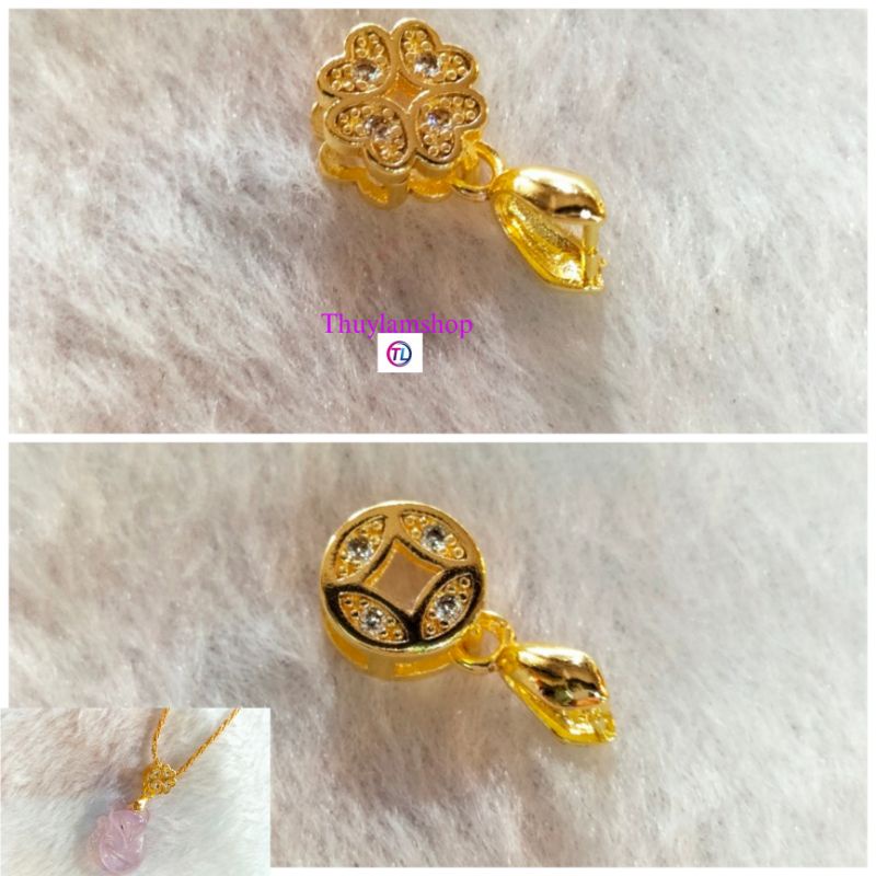 Kẹp mặt cao cấp hình kim tiencỏ 4 lá may mắn đính đá pha lê sang chảnh