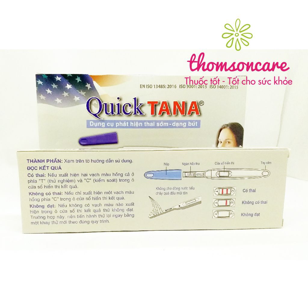 Bút thử thai Quicktana - Test trực tiếp không cần cốc nghiệm, có nắp đậy bảo quản sau khi test - giao hàng che tên